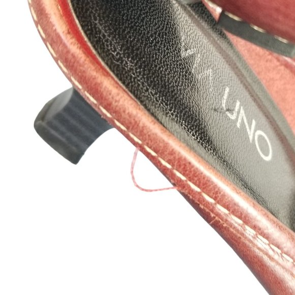 Red leather pointed mocassin heels Via Uno size 8 - Picture 4 of 14